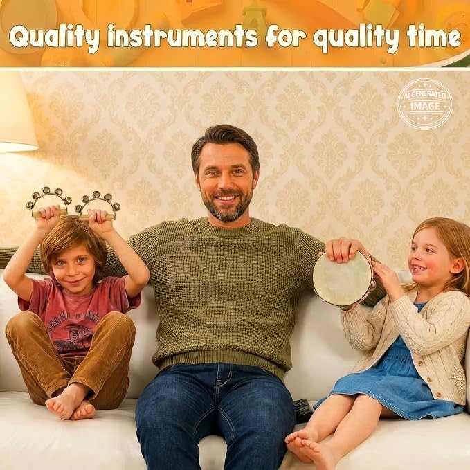 Stoie’s Wooden Musical Instruments for Toddlers Ages 3+, Montessori Music Toy Set for Kids with Drum, Tambourine, Maracas, Bells & Flute, Educational Preschool Toys for Boys & Girls