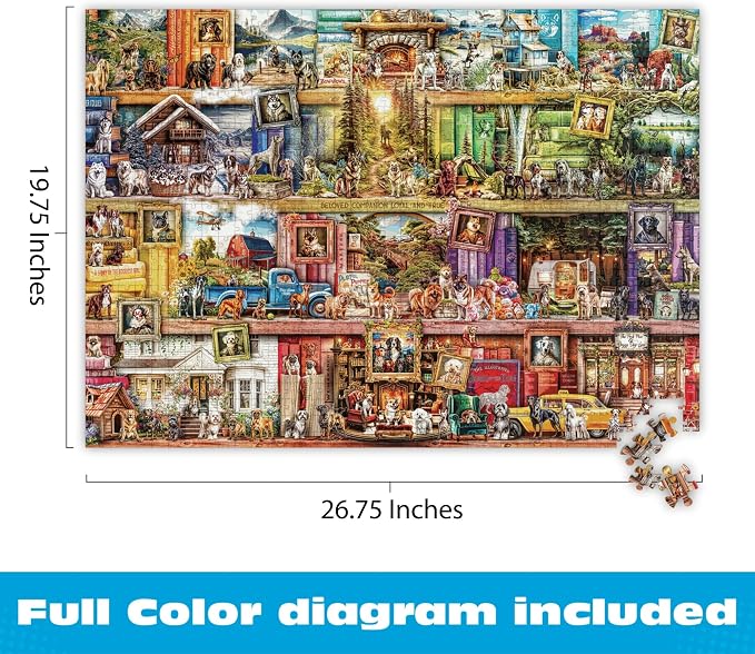 Puzzles for Adults 1000 Pieces – Buffalo Games The Library of Dogs by Aimee Stewart, Challenging 1000 Piece Puzzle for Adults with Poster, Premium Jigsaw Puzzle Made in the USA