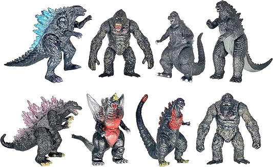 TwCare Set of 8 King Kong vs Godzilla Toys Movable Joint Action Figures King of The Monsters Birthday Dinosaur Kid Gift Cake Toppers