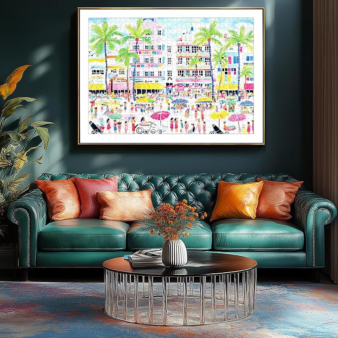 Beach Puzzles for Adults 1000 Pieces, Difficult Challenging Art Jigsaw Puzzles Summertime Seaside Scene for Gifts Adults and Teens for Party Game Family Fun (27.5"x19.7")