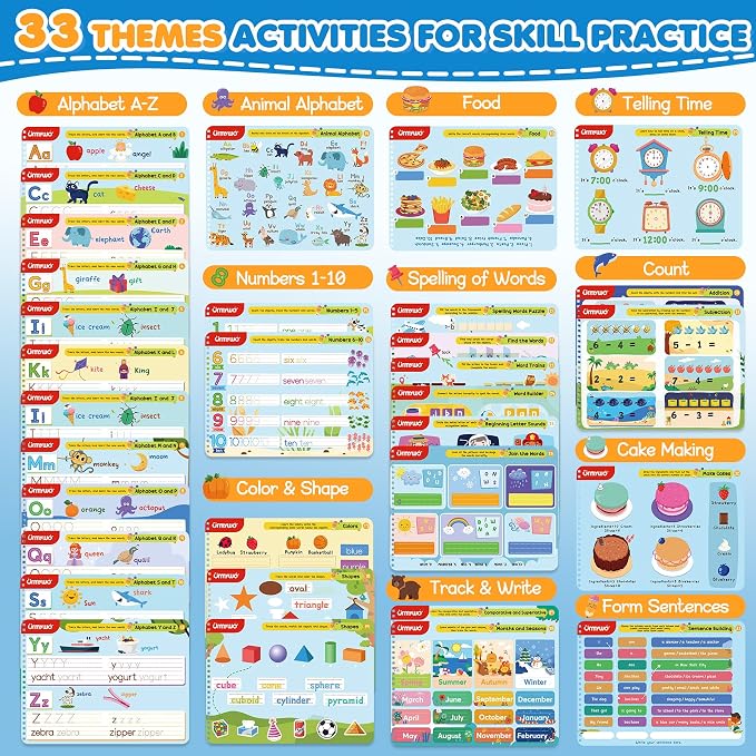 Preschool Learning Activities Kindergarten Workbooks, Toddler Alphabet Learning Educational Toys for 3 4 5 6 Year Old, Writing Practice Tracing Activity Books, Travel Toys,Learning Book Gifts for Kids