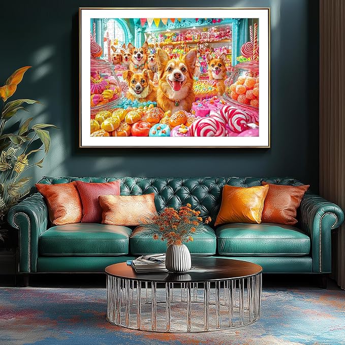 Puzzles for Adults 1000 Pieces, Cute Dogs and Candy Jigsaw Puzzle for Adults, Fun & Challenging Puzzles for Adult Family Game Gift for Friends and Family (27.5"x19.7")