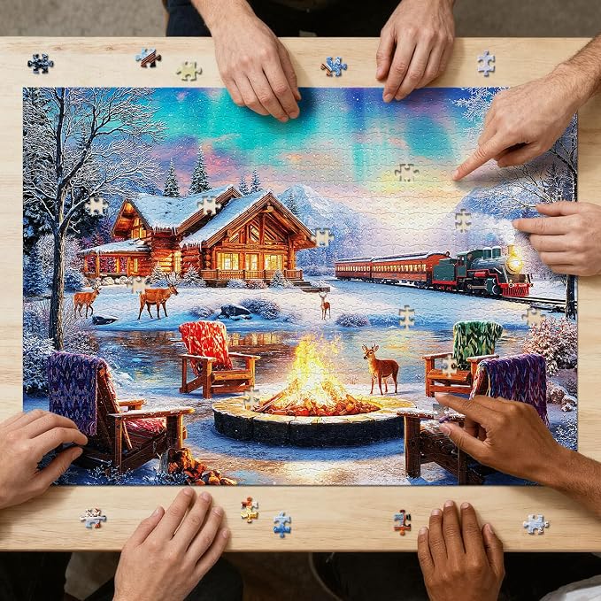 Aurora Over Snowscape Puzzles for Adults 1000 Pieces, Impossible Hard Difficult Challenging Jigsaw Puzzle 1000 Pieces, Christmas Birthday Gifts Home Decor for Adults/Friends/Family