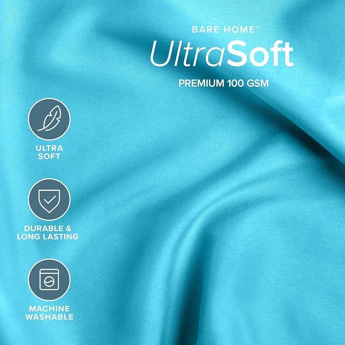 Bare Home Bed-in-A-Bag 5 Piece Comforter & Sheet Set - Twin XL - Goose Down Alternative - Ultra-Soft 1800 Premium Bed Set (Twin XL, Aqua/Aqua)