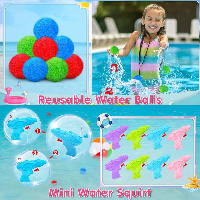 LINAYE Beach & Pool Party Favors - Kids' Summer Toys Bulk Including Beach Balls, Sand Buckets, Sunglasses, Drinking Straws, Bubble Wands Beach & Pool Party Supplies