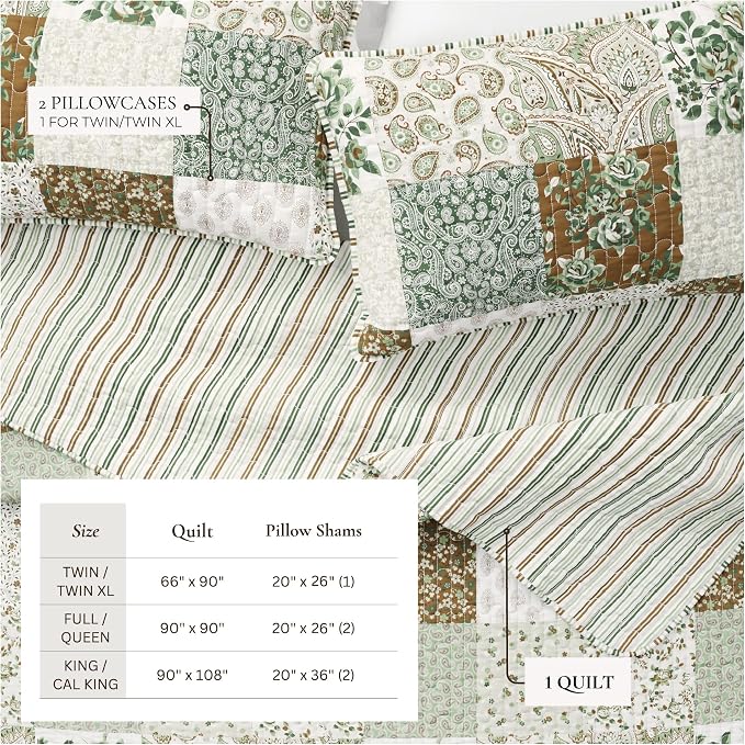 Great Bay Home Lodge Quilt Set - 2-Piece Twin/Twin XL Size Rustic Bedding Set - Lightweight, All-Season, Reversible Bedspread (Floral Grid - Brown)