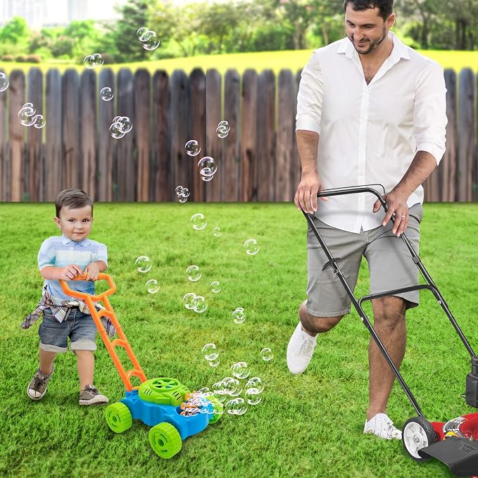 ArtCreativity Bubble Lawn Mower for Toddlers 1-3, Kids Bubble Machine for 1 Year Old Boy Gifts, Bubbles Blowing Push Toys for Kids, Summer Outdoor Gardening Toys for Birthday Gifts Boys & Girls