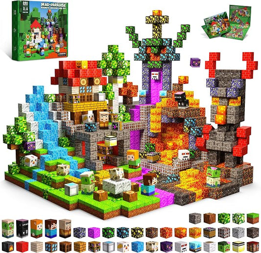 200PCS Magnetic Blocks, Magnetic Building Cube Set for Kids Ages 3+, Constructions STEM Stacking Tiles Toy Building Birthday Gifts for Boys Girls