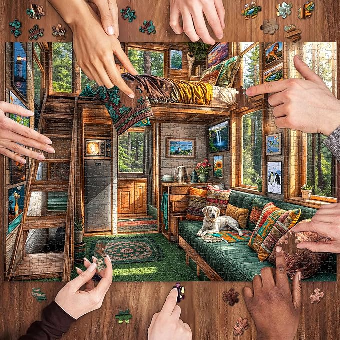 Forest House Puzzles for Adults 1000 Pieces, Letters on Back, Hard Difficult Challenging, Precise Interlocking Pieces, Gifts for Father's Day