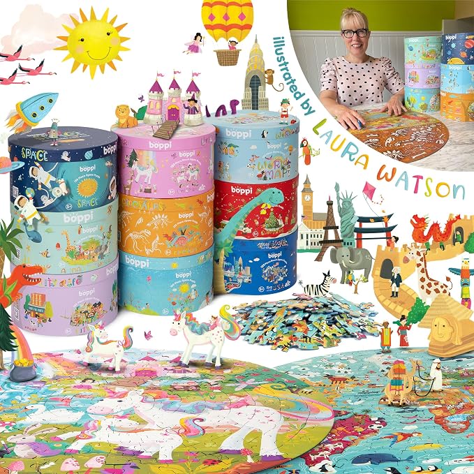 boppi Round 150 Piece Jigsaw for Kids Aged 5-8 | Educational Unicorn Puzzle with Magical Creatures & Fantasy Scenes | Eco-Friendly Recycled Cardboard