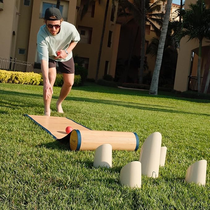 BocceRoll Yard Game – Modern Bocce Ball Set with Ramp & Targets | Portable BocceRoll Lawn Game for Backyard & Beach | Premium Wooden Bocce Game for Family & Party Play