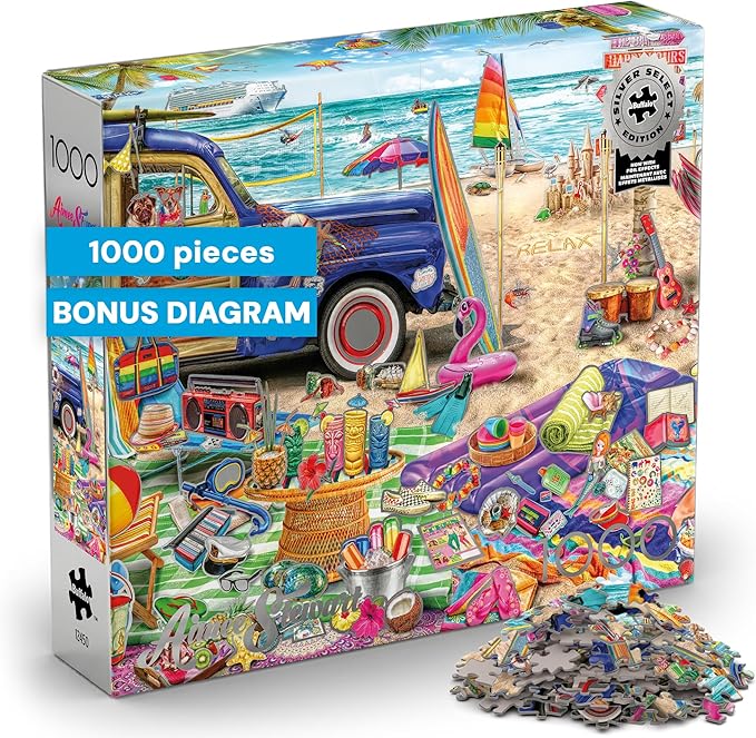 Buffalo Games – Aimee Stewart Beach Vacation 1000-Piece Jigsaw Puzzle for Adults, Silver Select Premium Puzzle with Foil Accents