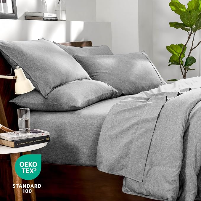 Bare Home Bed-in-A-Bag 7 Piece Comforter & Sheet Set - California King - Goose Down Alternative - Ultra-Soft 1800 Premium Bedding Set - Cationic (Cal King, Heathered Charcoal)