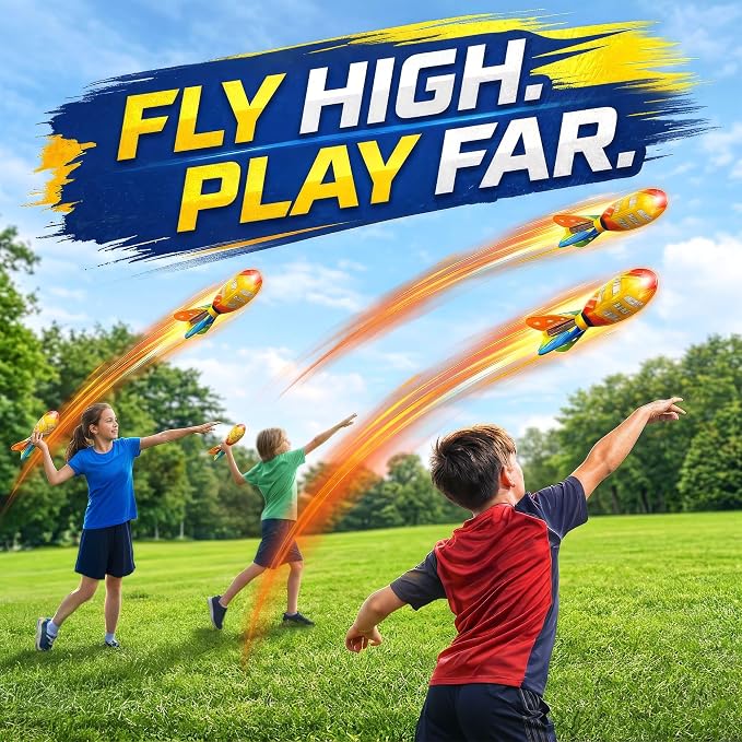 Liberty Imports 12 Pack Flying Foam Foam Missile Footballs with Tails, Sports Aero Pocket Flyers Toys for Kids Outdoor Backyard Activities, Games, Party Favors (9 Inches)