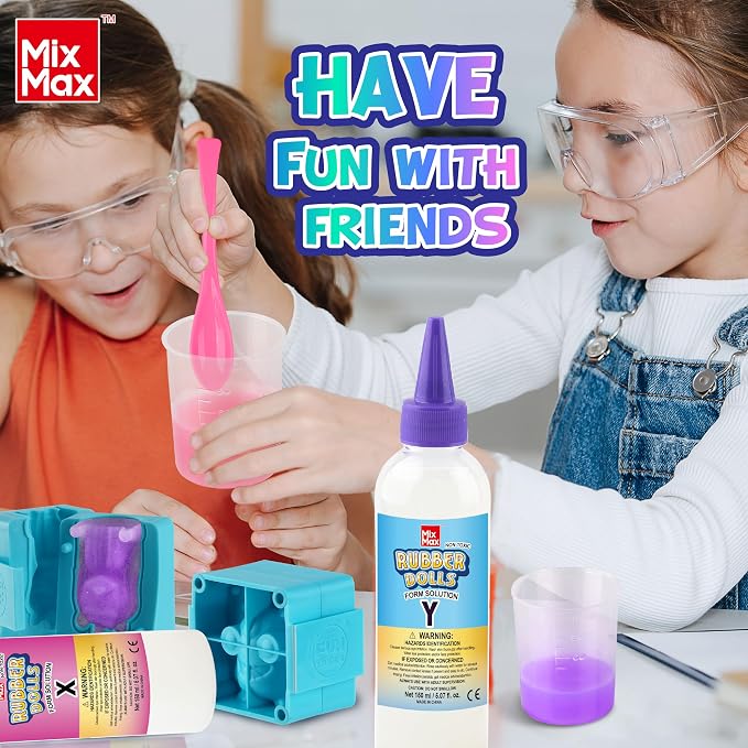 MixMax Make Your Own Squishies Toys, 6 Packs Rubber Dolls Making Kit for Kids Glow Jumbo Glitter Silicone Squishy Craft Kit for Girls 6-12 Nice Boy Party Activities