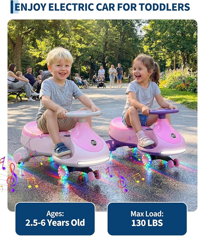 12V Electric Wiggle Car for Kids 2-in-1 Swing Car 360 Steering Pedal Ride | PP Plastic Body,Indoor Outdoor Play,Kids Activity Toy,Preschool Riding Fun,Low Gravity Design,Family Entertainment