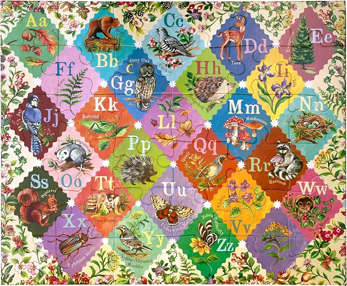 eeBoo 36 Piece Giant Floor Puzzle - A is for Acorn Children's Puzzle Alphabet & Animal Themed, Large Pieces for Small Hands to Develop Motor Skills