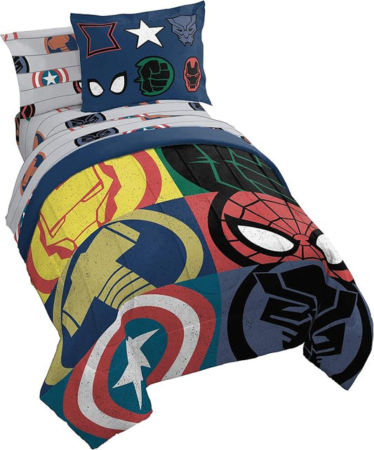 Jay Franco Marvel Avengers 5 Piece Twin Comforter Set - Bed in a Bag with Captain America, Hulk, Iron Man, Thor - Super Soft Fade Resistant Microfiber Kids Superhero Bedding (Official Marvel Product)