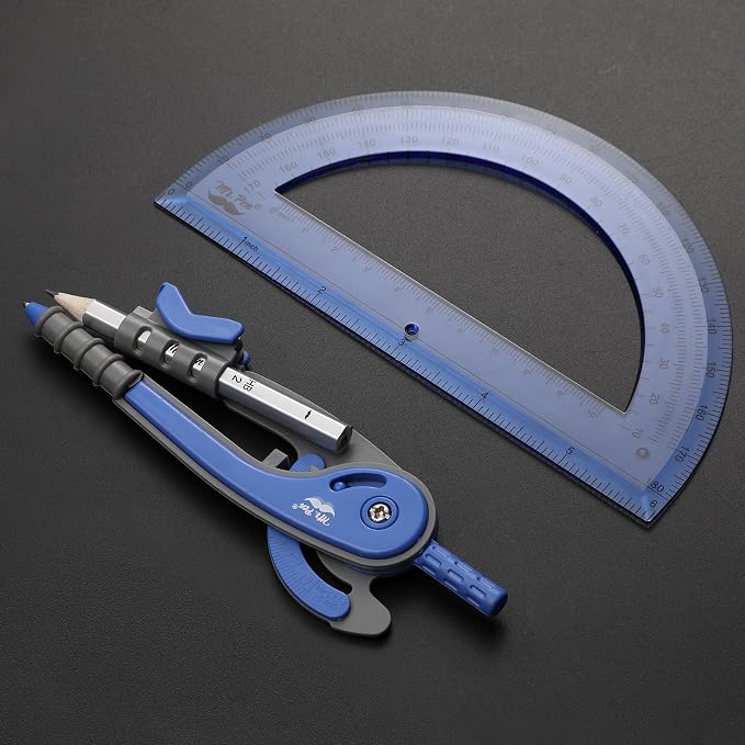Mr. Pen- Geometry Compass and Protractor Set, 6 Inch Compass | 6 Inch Protractor, Drawing Tool for School, Clear Plastic, Easy Grip, Precision Design for Math, Art, Drafting, Architecture