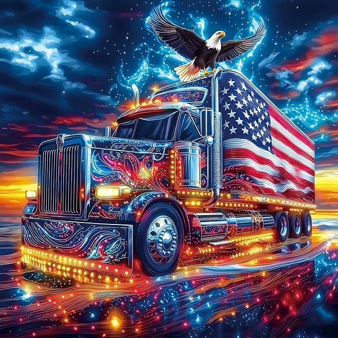 4th of July Jigsaw Puzzle 500 Piece for Adults - Patriotic Puzzle Festive with Letters on Back - Freedom’s Night Ride, Hard Challenge Art Jigsaw Puzzles, for Gifts Party Family Games - 20”x20”