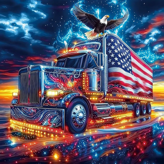 4th of July Jigsaw Puzzle 500 Piece for Adults - Patriotic Puzzle Festive with Letters on Back - Freedom’s Night Ride, Hard Challenge Art Jigsaw Puzzles, for Gifts Party Family Games - 20”x20”