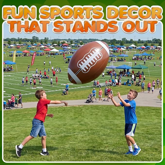 24-Inch Giant Beach Balls - (3-Pack) Inflatable Football Beach Balls - Extra Large Blow-Up Pool Balls for Kids, Summer Pool Toys, Football Party Decorations & Sports Theme Decorations