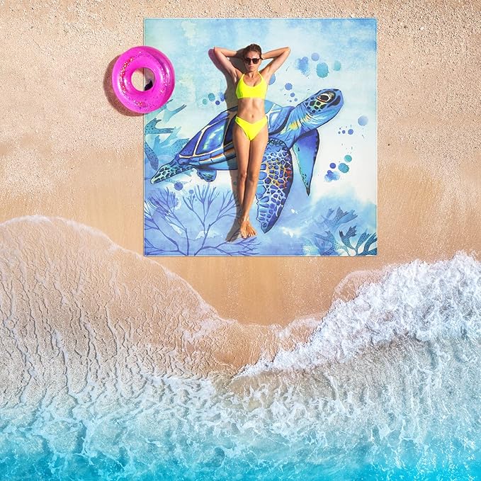 AISPARKY Beach Blanket Waterproof Sandproof Extra Large, Oversized Beach Mat, Quick Drying&Compact&Lightweight, Picnic Blankets Vacation Essentials for Outdoor Beach Camping (79" X 108" (6 Person))
