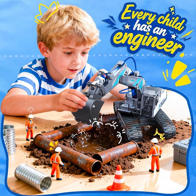 SMILESSKIDDO Excavator Toy - 130 PCS Hydraulic Science Kits for Kids Age 8-12, Teenage Engineering Kit Construction Vehicle STEM Toys for Ages 8+