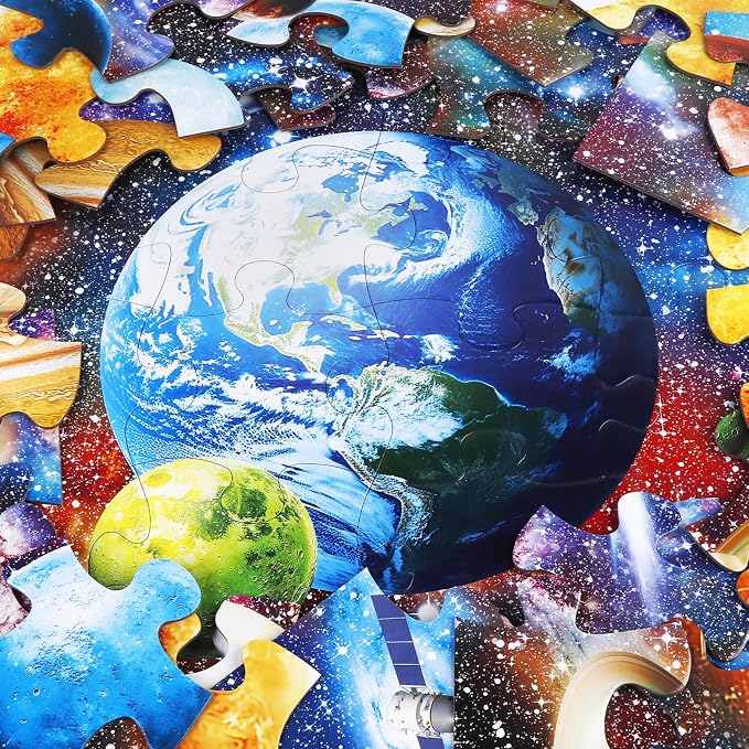 IFLOVE Galaxy Space Floor Puzzle for Kids — 48 Piece Jumbo Outer Space Jigsaw Puzzle, 35 x 24 Inch Large Astronaut Rocket Planet Puzzle, Educational Toy Birthday for Boys Girls Ages 3-8