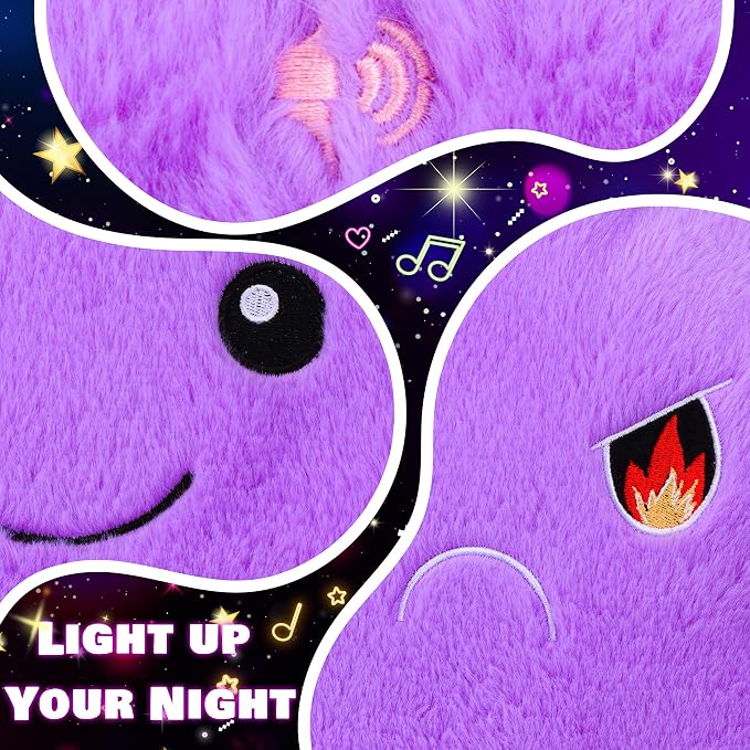13" Musical Purple Star Plush Pillow Glowing Twinkle Night Light Stuffed Animal LED Toys Adjustable Volume Birthday for Girls Boys