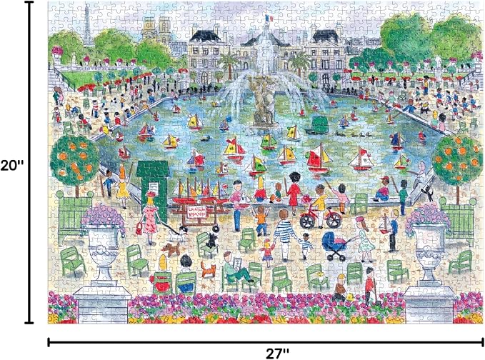 Galison Springtime in Paris – 1000 Piece Michael Storrings Puzzle Featuring The Ornamental Grand Bassin Pond in The Spring