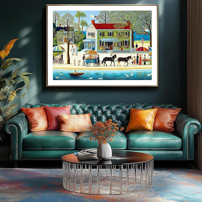 500 Piece Jigsaw Puzzle for Adults - Whimsical Seaside Town Scene with Intricate Details, Beach and Harbor Art, Ideal for Family Fun Entertainment for Adults, Stress Relief & Home Decor