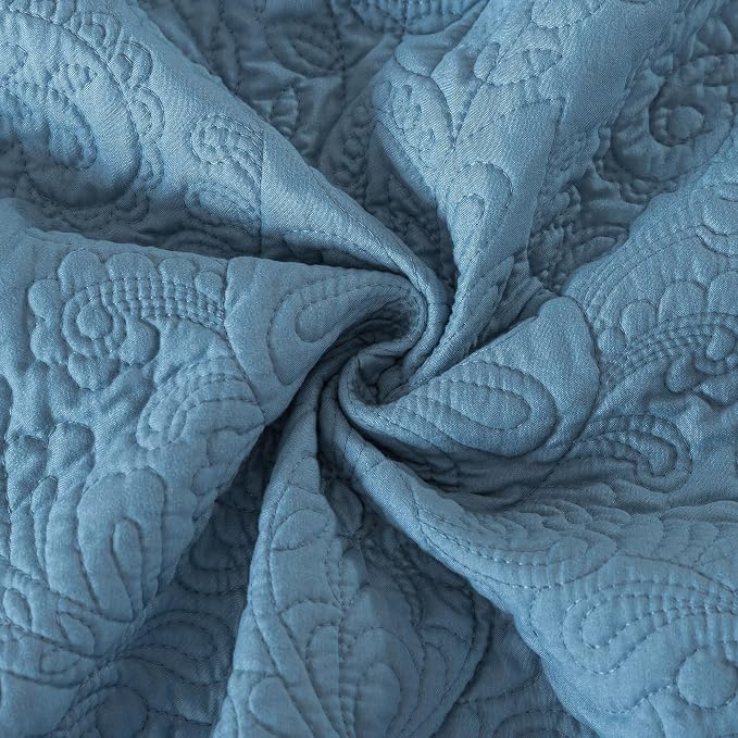 HoneiLife Queen Quilt Bedding Sets - Lightweight Bedspreads 3-Piece, Microfiber Quilt Sets Reversible Coverlets Rustic Bed Cover Damask Pattern Bedding Sets All Season Use