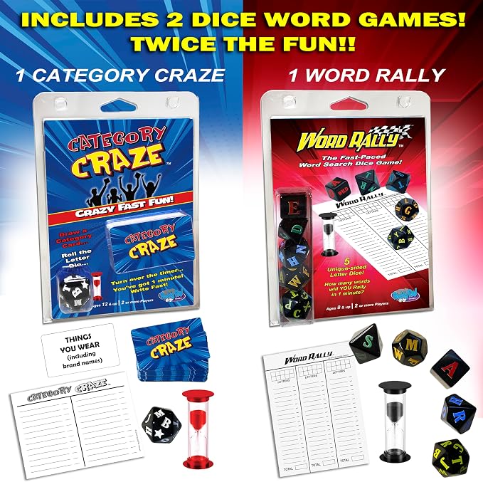 2-Pack – Category Craze and Word Rally Fast-paced, Family-Friendly Word-Fun Games!