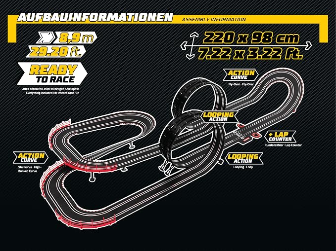 Carrera GO DTM Speed Giants Slot Car Race Track Set – Loop Racing | Electric slot car track, DTM racing toy for kids 6+, features loops, banked curves, flyover and lap counter, ~29-ft track