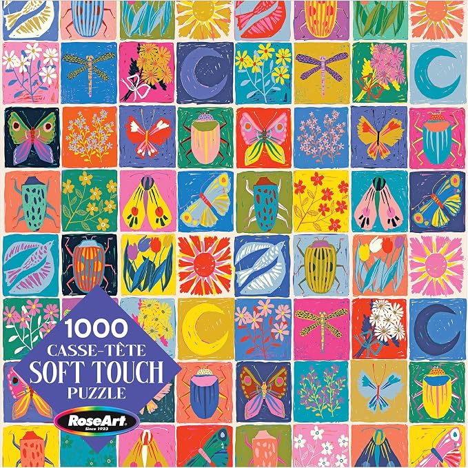 RoseArt - Soft Touch - Summer Quilt 1000 Piece Jigsaw Puzzle for Adults, Colorful Modern Design Finished Size 26.625 x 19.25 Made in USA