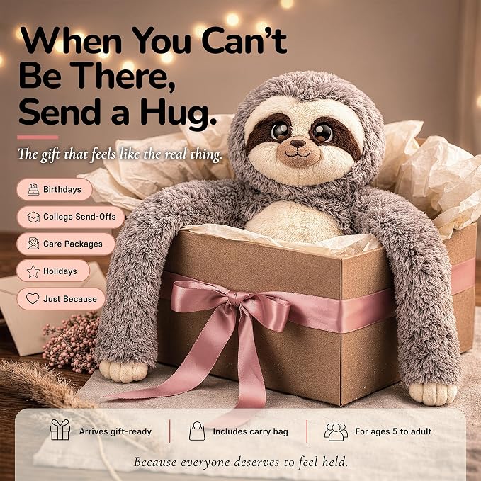 Huggle Healers Weighted Stuffed Animals for Adults, Teens and Kids - 36 Inch Long Plush Arms for Hugs - 4.5lb Sloth Stuffed Animal Plushies - Marshmallow Sloth