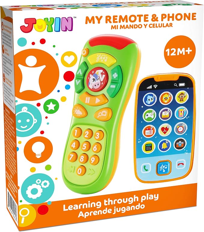 JOYIN Baby Toy Phone, Remote and Smartphone with Music, Fun Learning Musical Toys for Babies, Boys or Girls, Holiday Stocking Stuffers, Birthday Gifts for Kids