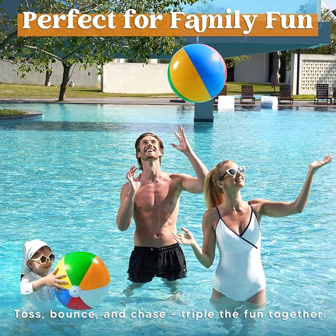 JOYIN 2-Pack 20" Beach Balls - Pool Toys Large Inflatable Beach Ball Swimming Pool Water Games, Classic Rainbow Color Beachball Luau Birthday Decorations Party Supplies Party Favors Gifts