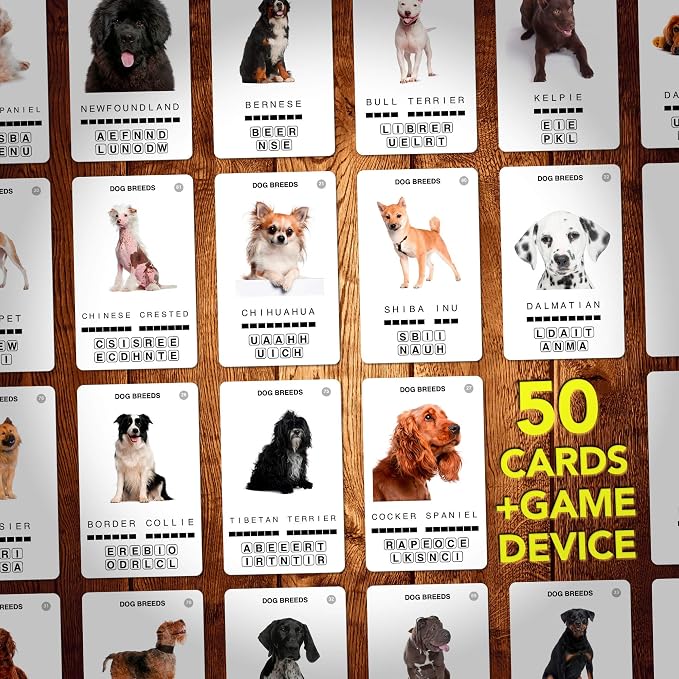 100 PICS Dogs Travel Game | Learn 100 Dog Breeds Flash Cards with Slide Reveal Case | Card Game, Gift, Stocking Stuffer | for Kids and Adults | Ages 6+