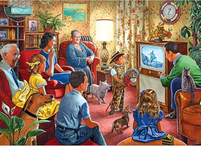RoseArt - Back to The Past - Family Night Television - 1000 Piece Jigsaw Puzzle for Adults