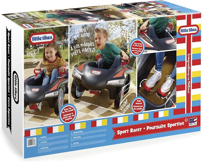 Little Tikes Jett Car Racer Black, Ride On Car with Adjustable Seat Back, Dual Handle Rear Wheel Steering, Racing Control, Kid Powered Fun, Great Gift for Kids, Toys for Girls Boys Ages 3-10 Years