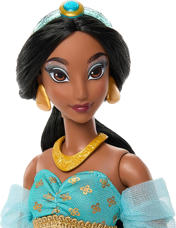 Mattel Disney Princess Jasmine Sparkling Princess Fashion Doll & Accessories with Removable Outfit, Shoes, Necklace & Earrings, Inspired by Movie