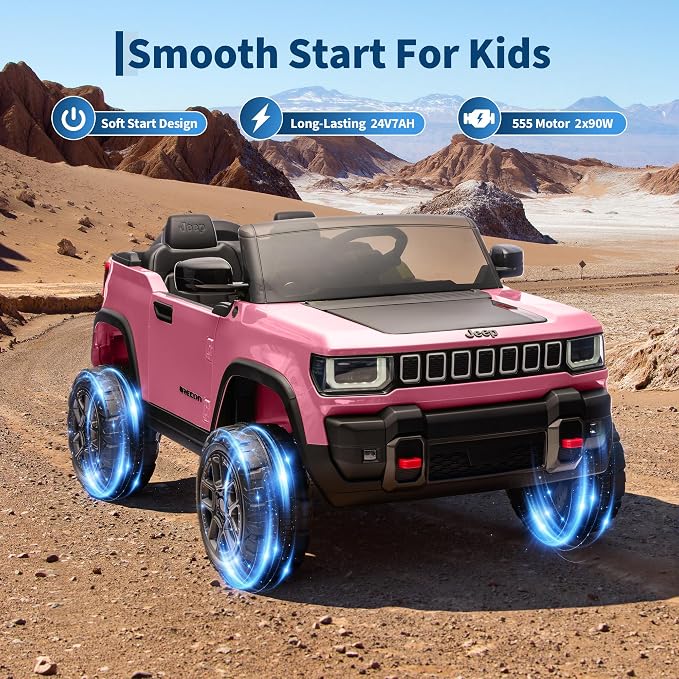 Garvee 24v Licensed Kids Ride on Car, 2 Seater Electric Truck for Big Kids with Parent Remote Control, 3 Speeds, Bluetooth Music, LED Lights for Ages 3-8
