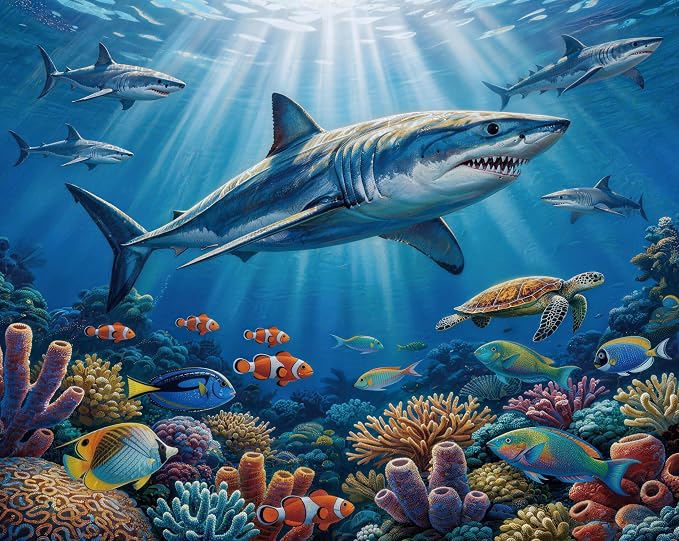 100 Pieces Puzzles for Kids Ages 4-8, Shark Educational Kids 100 Piece Puzzle, Children Jigsaw Puzzles Kids Puzzles, Educational Learning Puzzle Toys for Girls and Boys