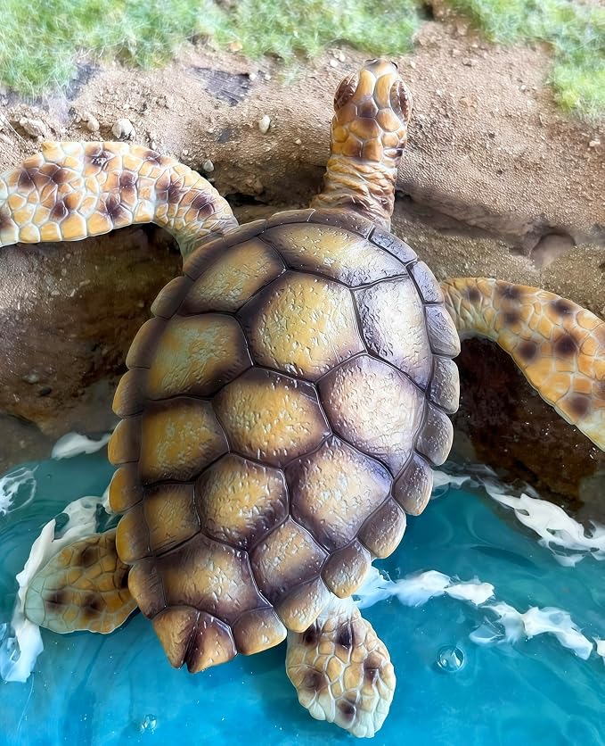 Gemini&Genius Sea Turtle Toy for Kids, Large Sea Turtle Animal Figurine, Realistic Sea Animal Play Action Figure Toy, Education, Collection, DIY Craft or Decor Toy for Kids