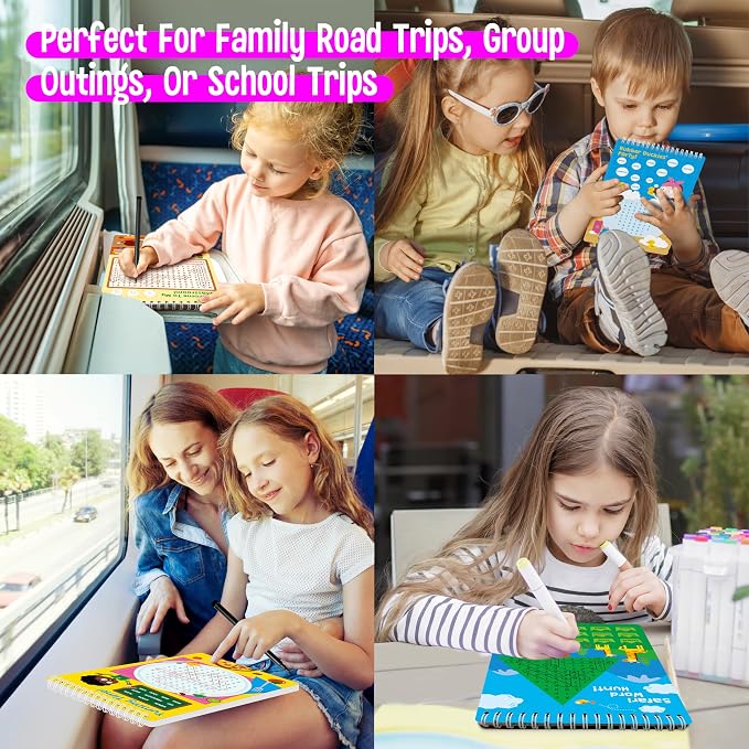 SpriteGru Dry Erase Word Search Game Pad, 30 Reusable & Erasable Word Games, Search & Find Puzzles Brain-Boosting Activity Book for Kids, Educational Toy for Road Trip Airplane Travel
