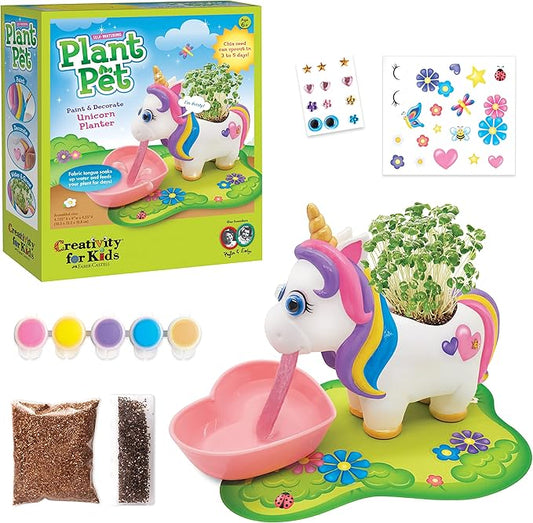Creativity for Kids Unicorn Self-Watering Plant Pet, Unicorn Crafts for Girls, Summer Activities for Kids, DIY Garden Craft Kit (Ages 6+)