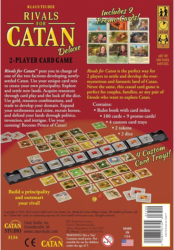 CATAN Rivals Card Game Deluxe Edition - Build, Trade, and Conquer with Enhanced Components! Family Game for Kids & Adults, Ages 10+, 2 Players, 45-60 Minute Playtime
