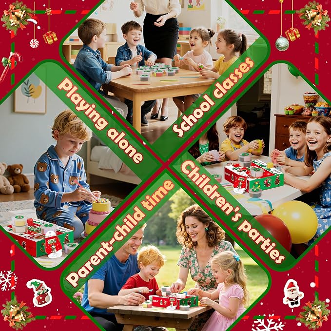 Air Dry Clay Kit - Christmas Theme, Modeling Clay for Kids, DIY Magic Clay with Sculpting Tools and Tutorials,12 Boxes Molding Clay, Ultra Light, Soft & Non-Sticky, Arts and Crafts Gift for Kids